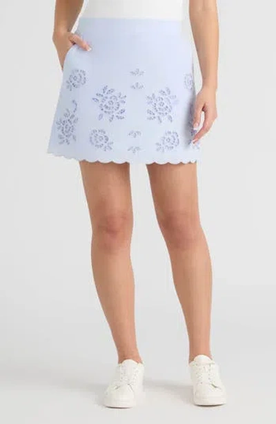 Nvlt Cotton Eyelet Miniskirt In Blue