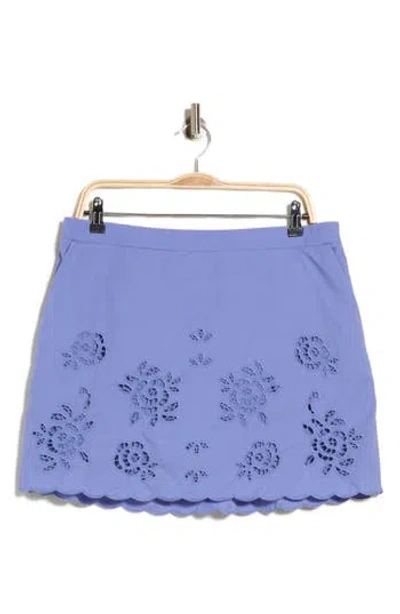 Nvlt Cotton Eyelet Miniskirt In Blue