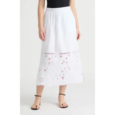 Nvlt Embroidered Poplin Scallop Skirt In White