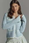 Nvlt Crochet Knit Collared Jacket In Blue