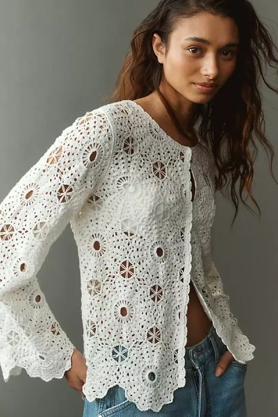 Nvlt Crochet Knit Jacket In White