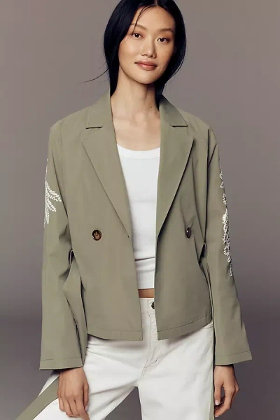 Nvlt Crop Embroidered Jacket In Sand