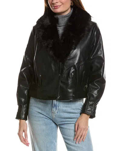 Nvlt Cropped Biker Jacket In Black