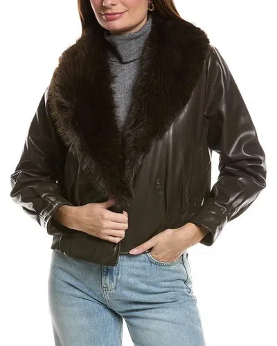 Nvlt Cropped Biker Jacket In Brown