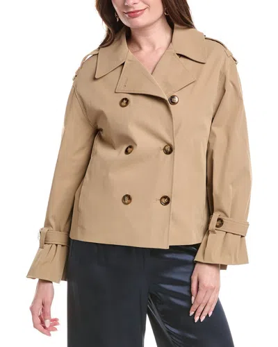 Nvlt Cropped Double-breasted Coat In Brown