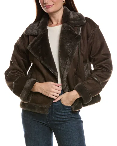 Nvlt Cropped Zip-up Biker Jacket In Brown