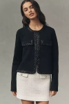 Nvlt Crystal-embellished Trim Knit Lady Jacket In Black