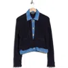 Nvlt Denim Collar Cardigan In Black