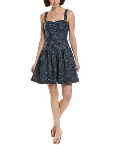 Nvlt Denim Floral Mini Dress In Blue