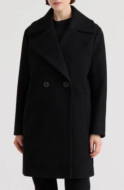 Nvlt Double Breasted Faux Wool Oversize Coat In Black