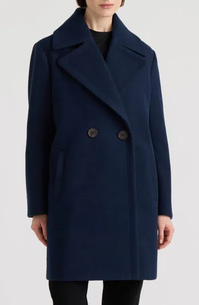 Nvlt Double Breasted Faux Wool Oversize Coat In Blue