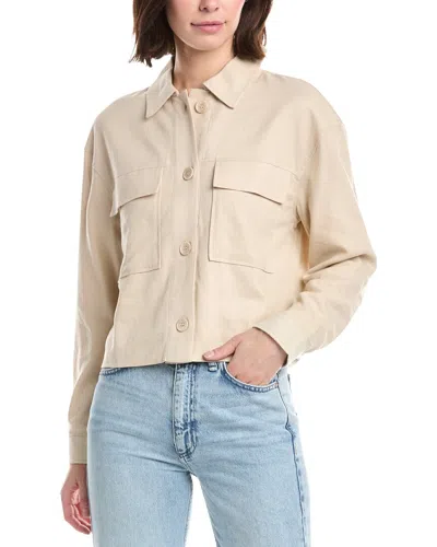 Nvlt Double Pocket Linen-blend Shacket In Neutral