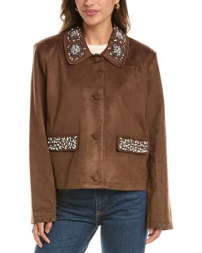 Nvlt Embellished Trucker Jacket In Brown