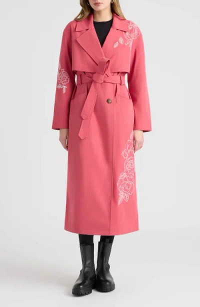 Nvlt Embroidered Belted Trench Coat In Pattern