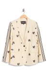 Nvlt Embroidered Pinstripe Blazer In Neutral