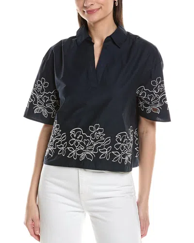 Nvlt Embroidered Poplin Top In Black