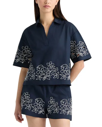 Nvlt Embroidered Poplin Top In Blue