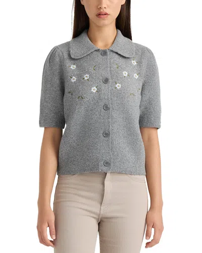 Nvlt Embroidered Collared Short Sleeve Sweater In Gray