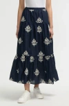 Nvlt Embroidered Tiered Maxi Skirt
