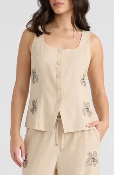 Nvlt Embroidered Vest In Neutral
