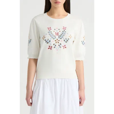 Nvlt Eyelet Embroidered Sweater In White
