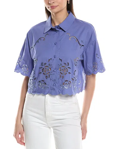 Nvlt Eyelet Poplin Camp Shirt In Blue