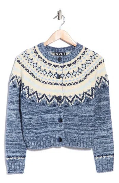 Nvlt Fair Isle Cardigan In Blue
