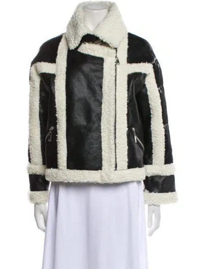 Pre-owned Nvlt Faux Fur Colorblock Pattern Coat W/ Tags In Neutral