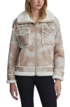 Nvlt Faux Fur Trim Faux Suede Biker Jacket In Neutral