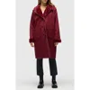 Nvlt Faux Fur Trim Faux Suede Jacket In Burgundy