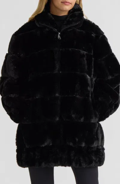 Nvlt Faux Fur Zip Jacket In Animal Print