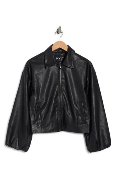 Nvlt Faux Leather Crop Jacket In Black