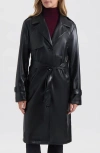 Nvlt Faux Leather Trench Coat In Black
