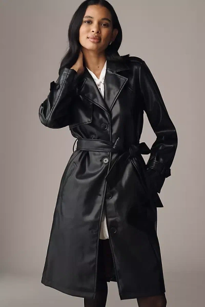 NVLT FAUX-LEATHER TRENCH COAT JACKET