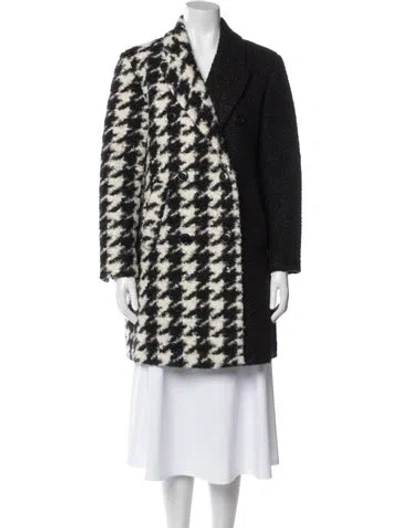 Pre-owned Nvlt Faux Shearling Houndstooth Print Faux Fur Coat In Black