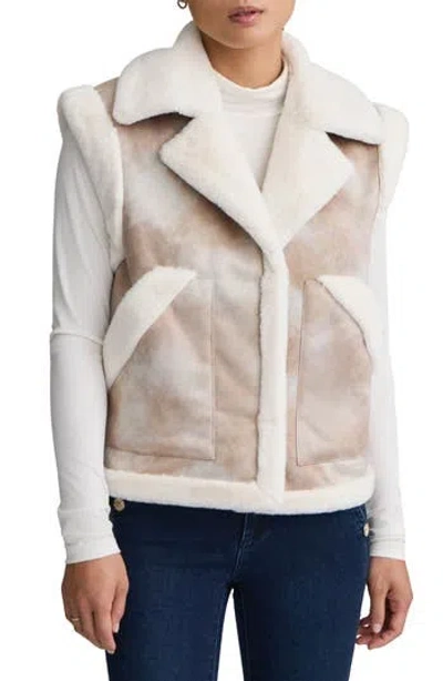 Nvlt Faux Shearling Trim Vest In Neutral
