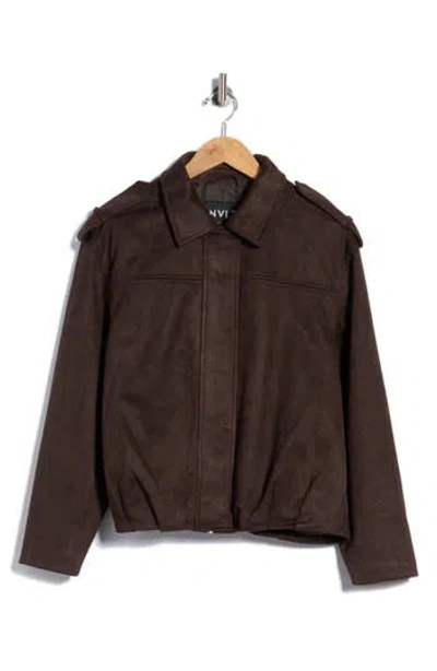 Nvlt Faux Suede Cropped Jacket In Espresso