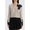 Nvlt Women's Button Front Cardigan With Lace In Gray