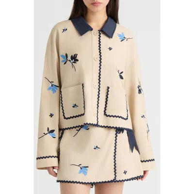 Nvlt Floral Embroidered Jacket In Brown