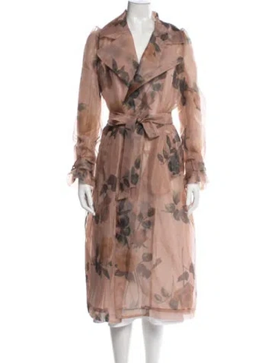 Pre-owned Nvlt Floral Print Trench Coat W/ Tags In Orange