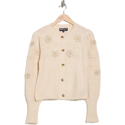 Nvlt Flower Embroidered Cardigan In Neutral
