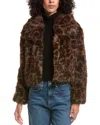 Nvlt Fox Faux Fur Crop Jacket In Animal Print