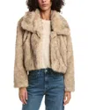 Nvlt Fox Faux Fur Crop Jacket In Neutral