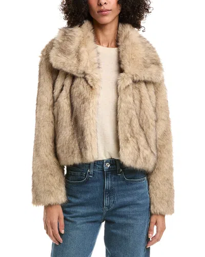 Nvlt Fox Faux Fur Crop Jacket In Neutral