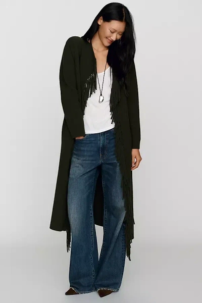Nvlt Fringe Belted Coatigan Jacket In Green