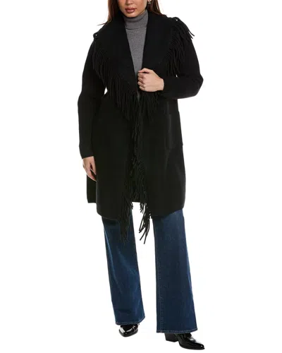 Nvlt Fringe Wrap Coatigan In Black
