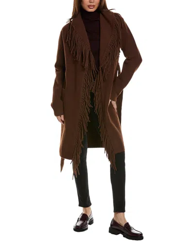 Nvlt Fringe Wrap Coatigan In Brown