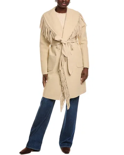 Nvlt Fringe Wrap Coatigan In Animal Print