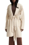Nvlt Fringed Eyelash Knit Sweater Coat In White