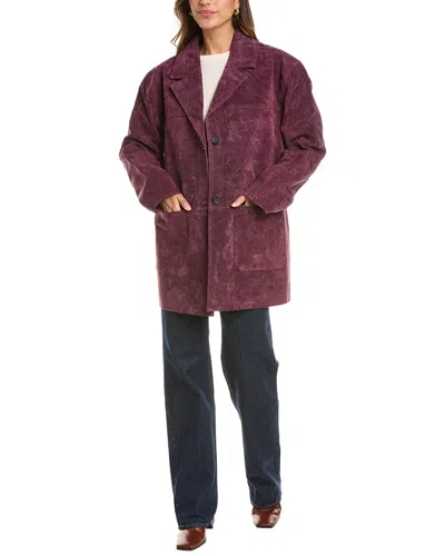 Nvlt Genuine Suede Jacket In Burgundy